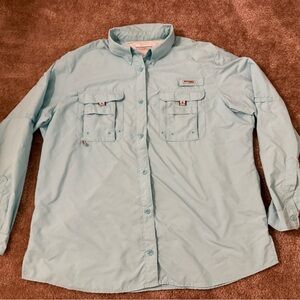Columbia Men's Sky Blue Fishing Shirt -Long Sleeve